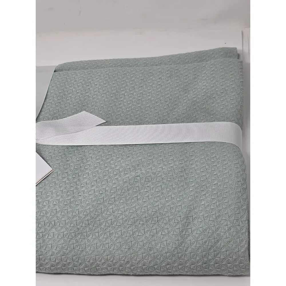 POTTERY BARN Organic Cotton Blanket Full/Queen Set Of 2 Textured Blankets NEW